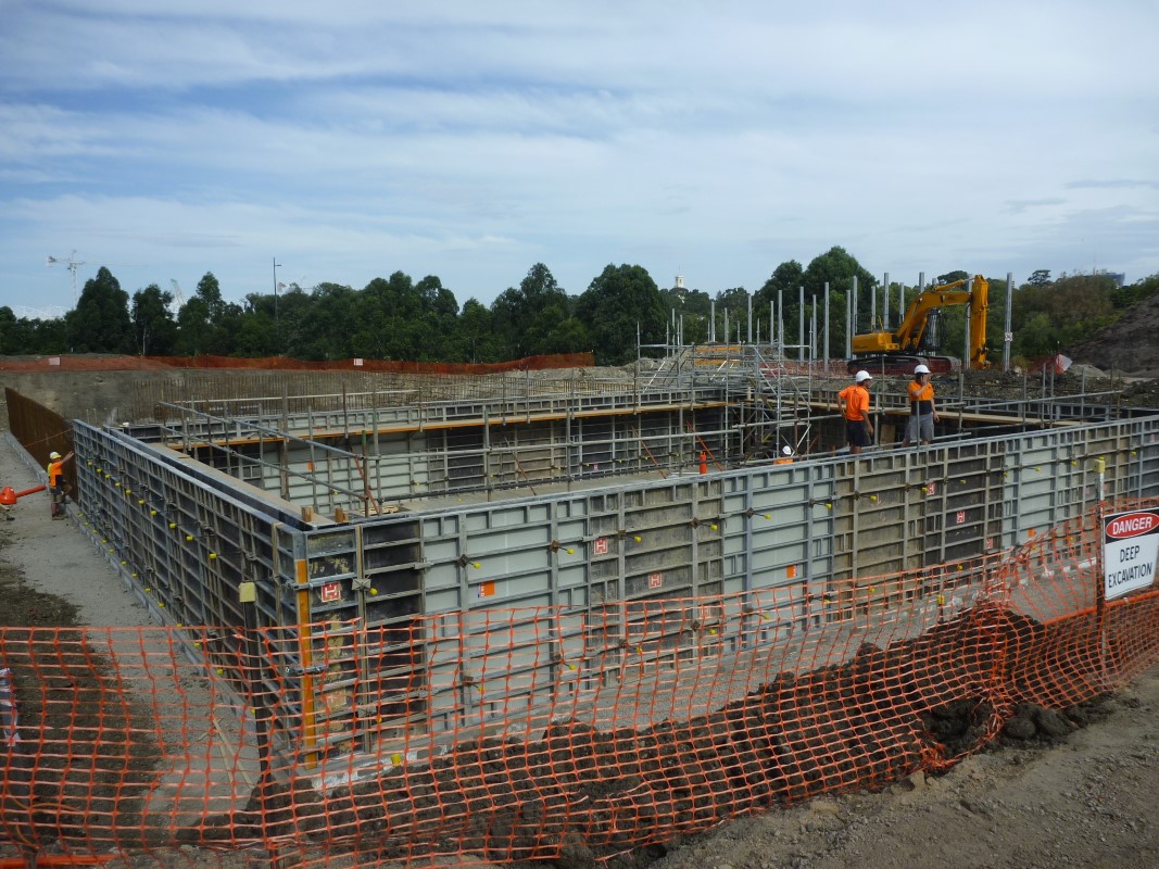 The dual tank system is made from concrete poured on site. 